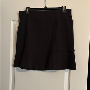 LOFT Black Mini Skater Skirt with Ruffles